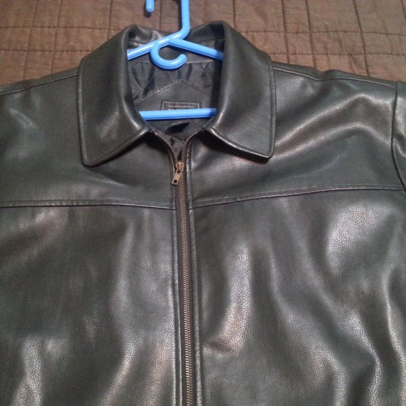 Vintage Vegan Leather Faux Heavy Bomber Aviator Jacket Motorcycle Biker - Picture 4 of 7
